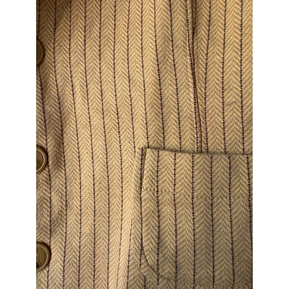 Vintage Lux Yellow Herringbone Button Front Vest‎ Size M
